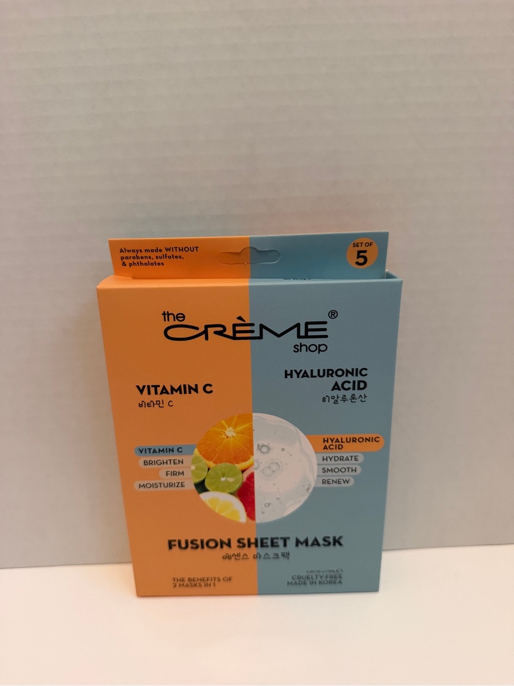 The Crème Shop Vitamin C & Hyaluronic Acid Fusion Sheet Mask - Orange & Blue